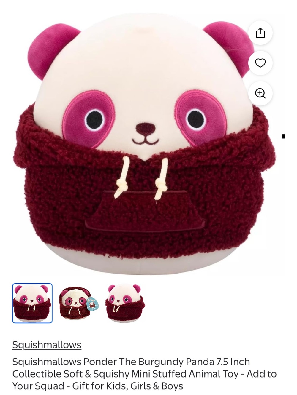 Squishmallows Ponder - The Burgundy Panda with Hoodie